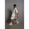 Erkek Baskılı İkili Şortlu Takım - Beyaz