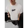 Erkek Baskılı Oversize T-shirt - Beyaz