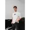 Erkek Baskılı Oversize T-shirt - Beyaz