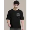 Erkek Baskılı Oversize T-shirt - Siyah