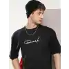 Erkek Baskılı Oversize T-shirt - Siyah