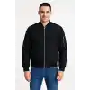 Erkek Bomber Mont Ceket – Fermuarlı, Kapitone İçi Astarlı, Su İtici Kumaş, Regular Fit, Uzun Kollu, Yandan Cepli, Bahar & Kış Rahat Günlük Stil - Siyah