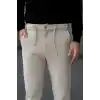 Erkek Diagonel Mikro dokulu Cepli Pantolon - Bej
