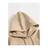 Erkek Düz Kapüşonlu Sweat - Bej