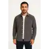 Erkek Fitilli Kadife Cepli Gömlek Oversize Rahat Kalıp - Füme
