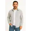 Erkek Fitilli Kadife Cepli Gömlek Oversize Rahat Kalıp - Gri