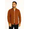 Erkek Fitilli Kadife Cepli Gömlek Oversize Rahat Kalıp - Kahverengi