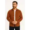 Erkek Fitilli Kadife Cepli Gömlek Oversize Rahat Kalıp - Kahverengi
