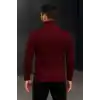 Erkek Fitilli Triko Kazak 2li Set Bordo Siyah Regular Balıkcı Yaka Tam Boğazlı Triko Seti Modeli Kazak