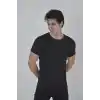 Erkek Gögüs Fileli Slim fit T-shirt - Siyah