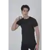 Erkek Gögüs Fileli Slim fit T-shirt - Siyah