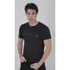 Erkek Göğüste Fermuar Aksesuarlı Dar Kalıp T-Shirt - Siyah