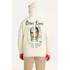 Erkek Kapşonlu Sweatshirt – Oversize Üç İplik Şardonlu Hoodie, “Other Lives” Ön & Arka Baskılı, Kanguru Cepli, Kışlık Rahat Günlük Stil - Beyaz