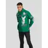 Erkek Kapüşonlu Strong Heykel Baskılı Sweatshirt - Yeşil