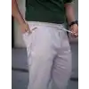 Erkek Keten Cepli Çıma Dikişli jogger Buggy Pantalon Rahat kalıp - Gri