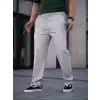 Erkek Keten Cepli Çıma Dikişli jogger Buggy Pantalon Rahat kalıp - Gri