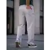 Erkek Keten Cepli Çıma Dikişli jogger Buggy Pantalon Rahat kalıp - Gri