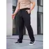 Erkek Keten Cepli Çıma Dikişli jogger Buggy Pantalon Rahat kalıp - Siyah