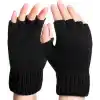 Erkek Kısa Parmaksız Triko Eldiven - Siyah