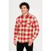 Erkek Oduncu Gömlek – Uzun Kollu, Şardonlu Kumaş, Kareli Desen, Regular Fit, Manşetli, Çift Cepli, Rahat Günlük Bahar & Kış Stil - Kırmızı