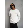 Erkek Oversize Sweatshirt – Beyaz Renk | Ön ve Sırt Baskılı, Üç İplik İçi Pamuklu Kumaş, Rahat Kalıp, Ribanalı Kışlık Sweat | Winagain Polizei Serisi - Beyaz