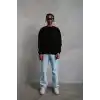 Erkek Oversize Sweatshirt – Siyah Renk | Ön ve Sırt Baskılı, Üç İplik İçi Pamuklu Kumaş, Rahat Kalıp, Ribanalı Kışlık Sweat | Winagain Polizei Serisi - Siyah