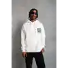 Erkek Patel Six Baskılı Kapüşonlu Sweat - Beyaz