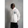Erkek Patel Six Baskılı Kapüşonlu Sweat - Beyaz