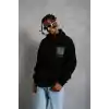 Erkek Patel Six Baskılı Kapüşonlu Sweat - Siyah