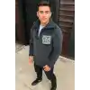 Erkek Polar Fermuarlı Sweatshirt – Kapüşonsuz, Cepli, Yumuşak Dokulu, Oversize Rahat Kalıp, Kışlık Sıcak Tutan Fermuarlı Üst - Füme