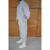 Erkek Premium Parçalı Eşofman Takım - Dik Yaka Fermuarlı Biyeli Sweatshirt Lastik Paça Alt, Oversize 3 iplik Şardonlu - Gri