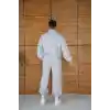 Erkek Premium Parçalı Eşofman Takım - Dik Yaka Fermuarlı Biyeli Sweatshirt Lastik Paça Alt, Oversize 3 iplik Şardonlu - Gri