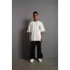 Erkek Sırt Baskılı A Kalite Oversize T-shirt - Beyaz