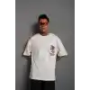 Erkek Sırt Baskılı A Kalite Oversize T-shirt - Beyaz