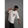 Erkek Sırt Baskılı A Kalite Oversize T-shirt - Beyaz