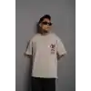 Erkek Sırt Baskılı A Kalite Oversize T-shirt - Gri