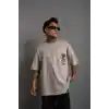 Erkek Sırt Baskılı A Kalite Oversize T-shirt - Gri