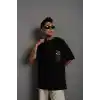 Erkek Sırt Baskılı A Kalite Oversize T-shirt - Siyah