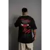 Erkek Sırt Baskılı A Kalite Oversize T-shirt - Siyah