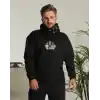 Erkek Sırt Baskılı Kapüşonlu Üç İplik Oversize Sweatshirt - Siyah