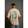 Erkek Sırt Baskılı T-shirt - Bej