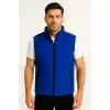 Erkek Şişme Fermuarlı Yelek Su itici Kapitone Astarlı Kumaş Cepli Hafif Kışlık Spor Rahat Kalıp - Saks Mavisi