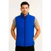 Erkek Şişme Fermuarlı Yelek Su itici Kapitone Astarlı Kumaş Cepli Hafif Kışlık Spor Rahat Kalıp - Saks Mavisi