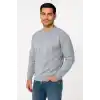 Erkek Üç İplik Düz Bisiklet Yaka SweatShirt - Gri