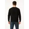 Erkek Üç İplik Düz Bisiklet Yaka SweatShirt - Siyah