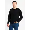 Erkek Üç İplik Düz Bisiklet Yaka SweatShirt - Siyah