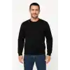 Erkek Üç İplik Düz Bisiklet Yaka SweatShirt - Siyah