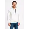 Erkek Üç İplik Kapüşonlu Kanguru Cepli SweatShirt hoodie - Beyaz