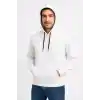 Erkek Üç İplik Kapüşonlu Kanguru Cepli SweatShirt hoodie - Beyaz