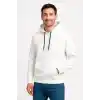 Erkek Üç İplik Kapüşonlu Kanguru Cepli SweatShirt hoodie - Beyaz